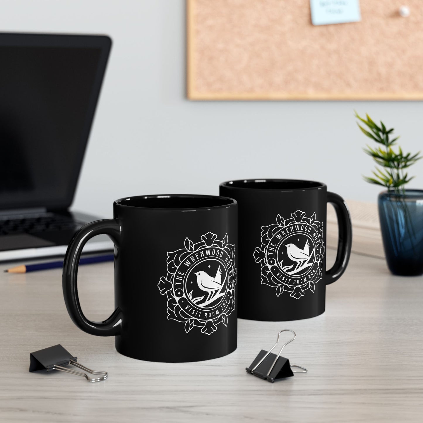 Wrenwood Hotel Emblem Black Mug