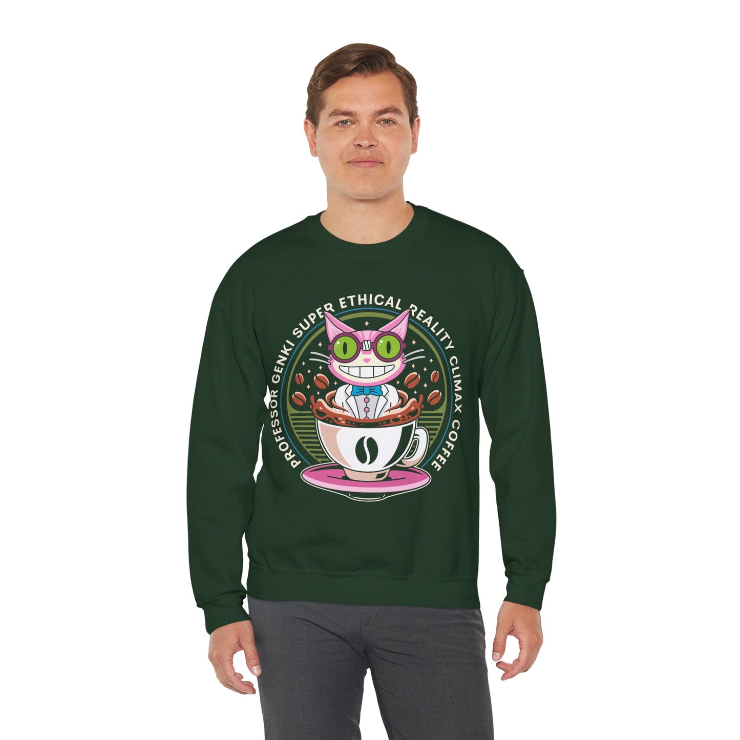 Steelport Cat Coffee Emblem Crewneck Sweatshirt