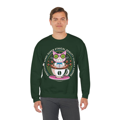 Steelport Cat Coffee Emblem Crewneck Sweatshirt