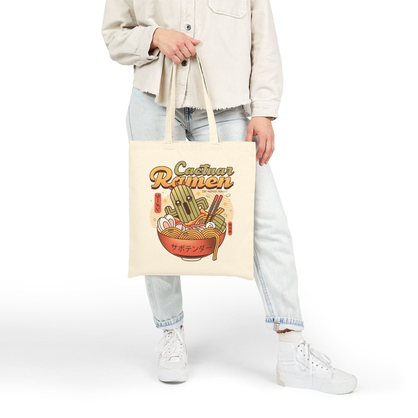Cactuar Ramen Vintage Cotton Canvas Tote Bag