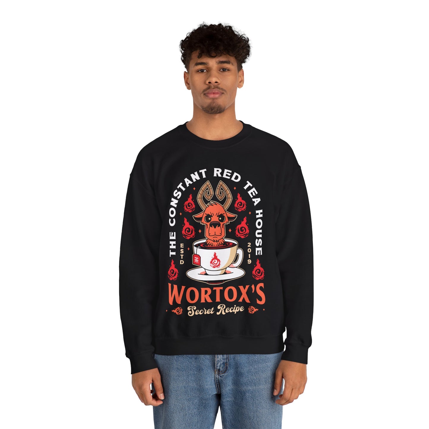Wortox Red Tea Emblem Crewneck Sweatshirt