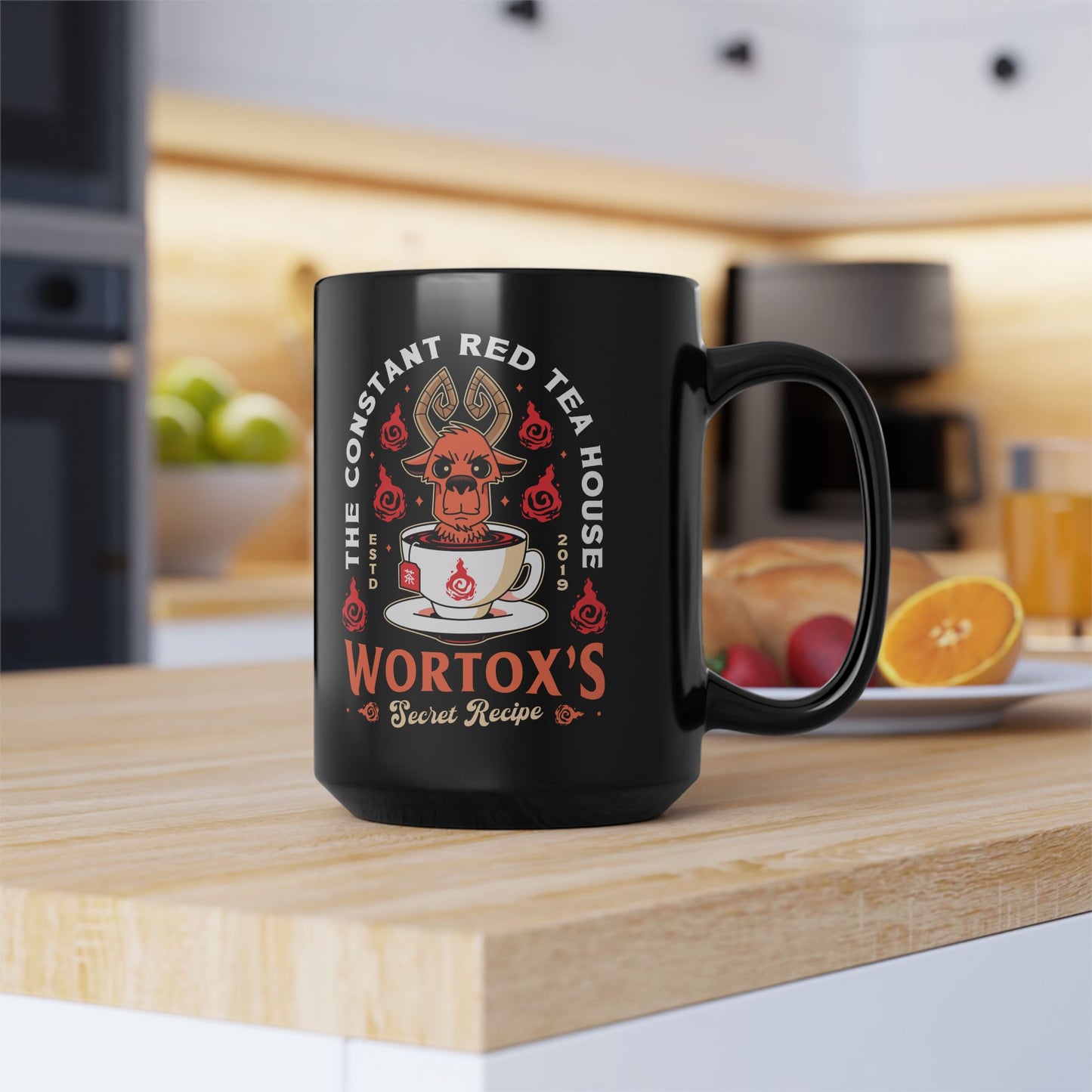 Wortox Red Tea Emblem Black Mug