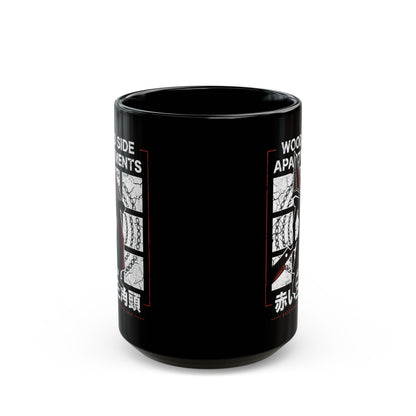 Wood Side Apartments Monster Black Mug