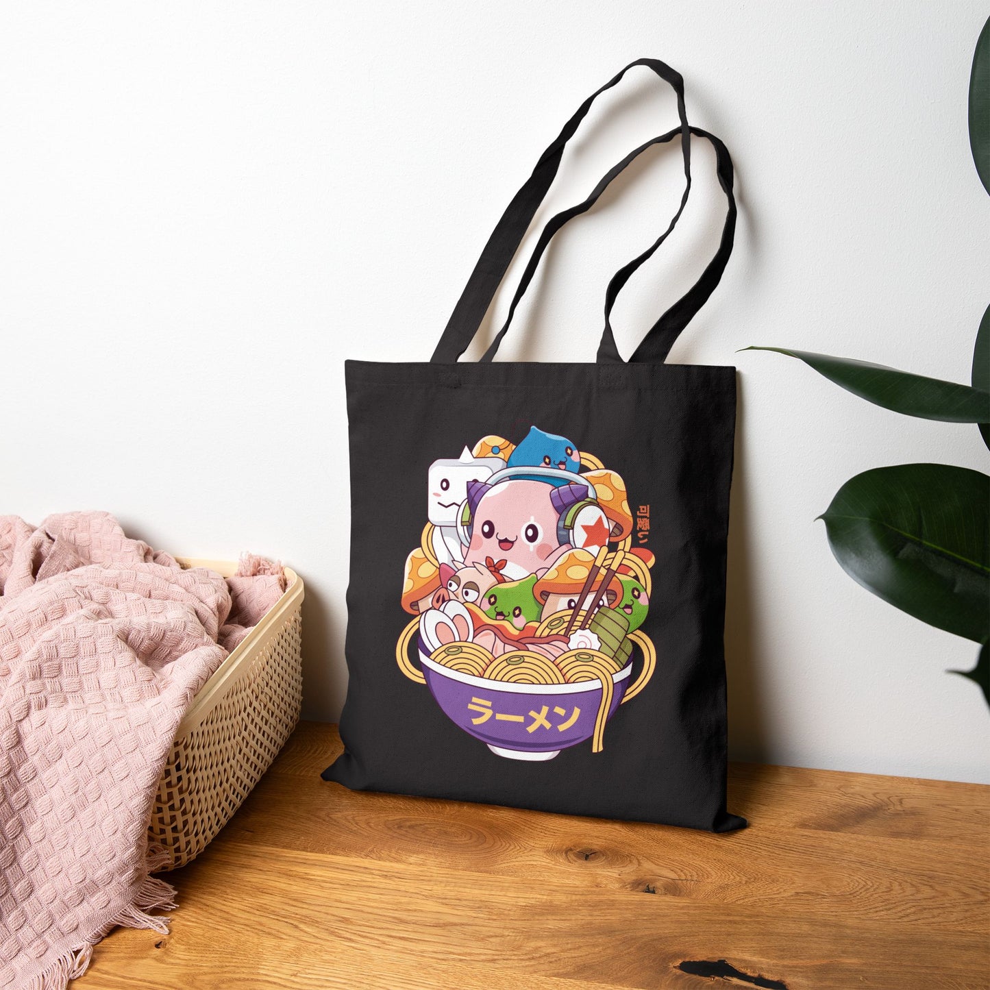 Maple World Monsters Ramen Cotton Canvas Tote Bag