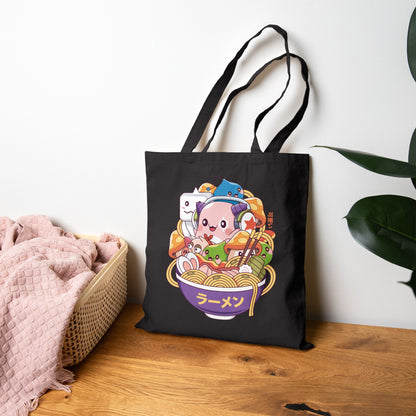 Maple World Monsters Ramen Cotton Canvas Tote Bag