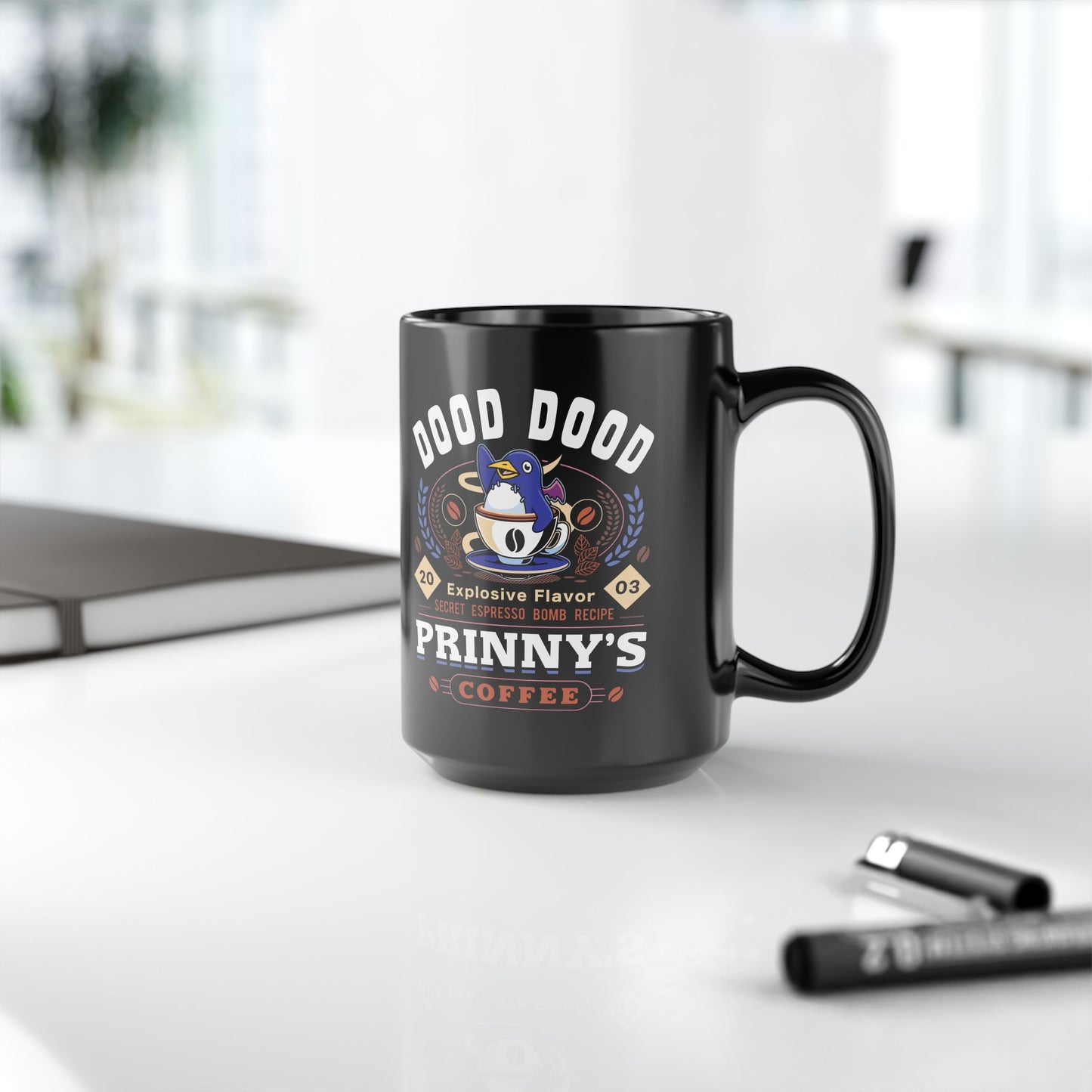 Prinny Dood Coffee Emblem Black Mug