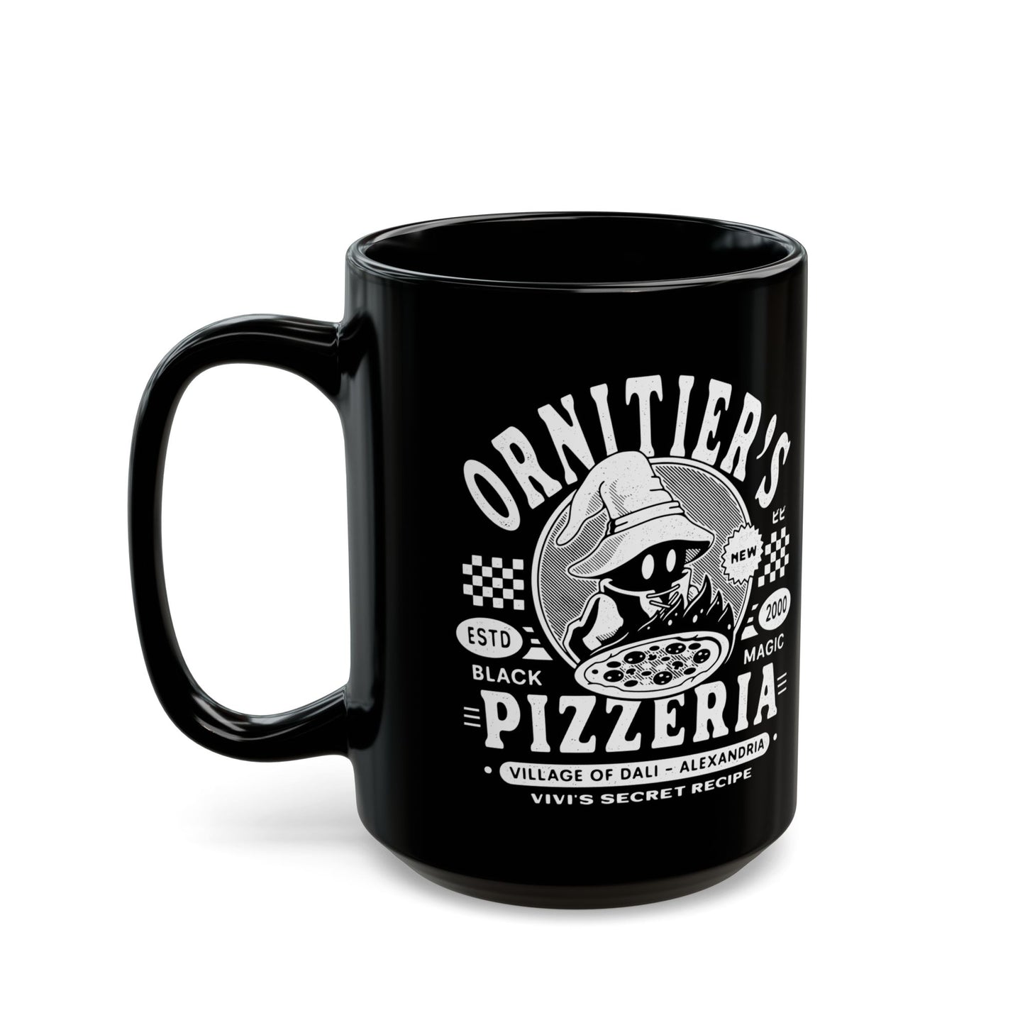 The Ornitier Pizzeria Grunge Black Mug