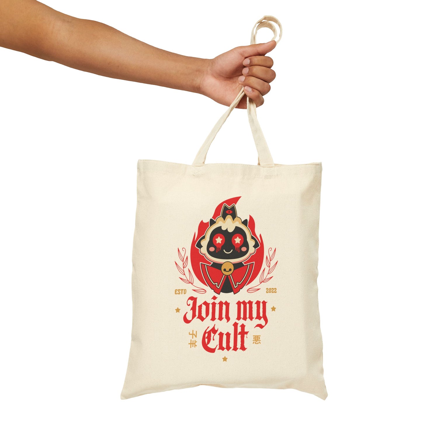 Join My Cult Emblem Cotton Canvas Tote Bag