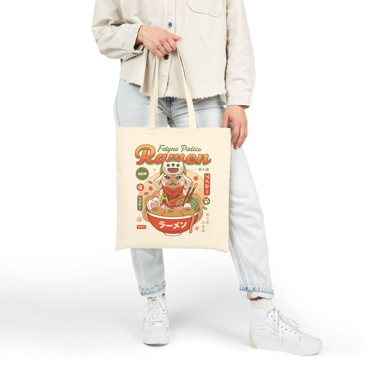 Felyne Palico Ramen Cotton Canvas Tote Bag