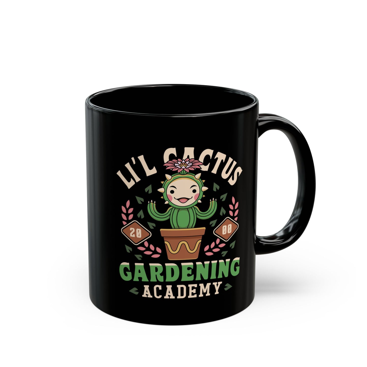 Lil Cactus Gardening Academy Black Mug