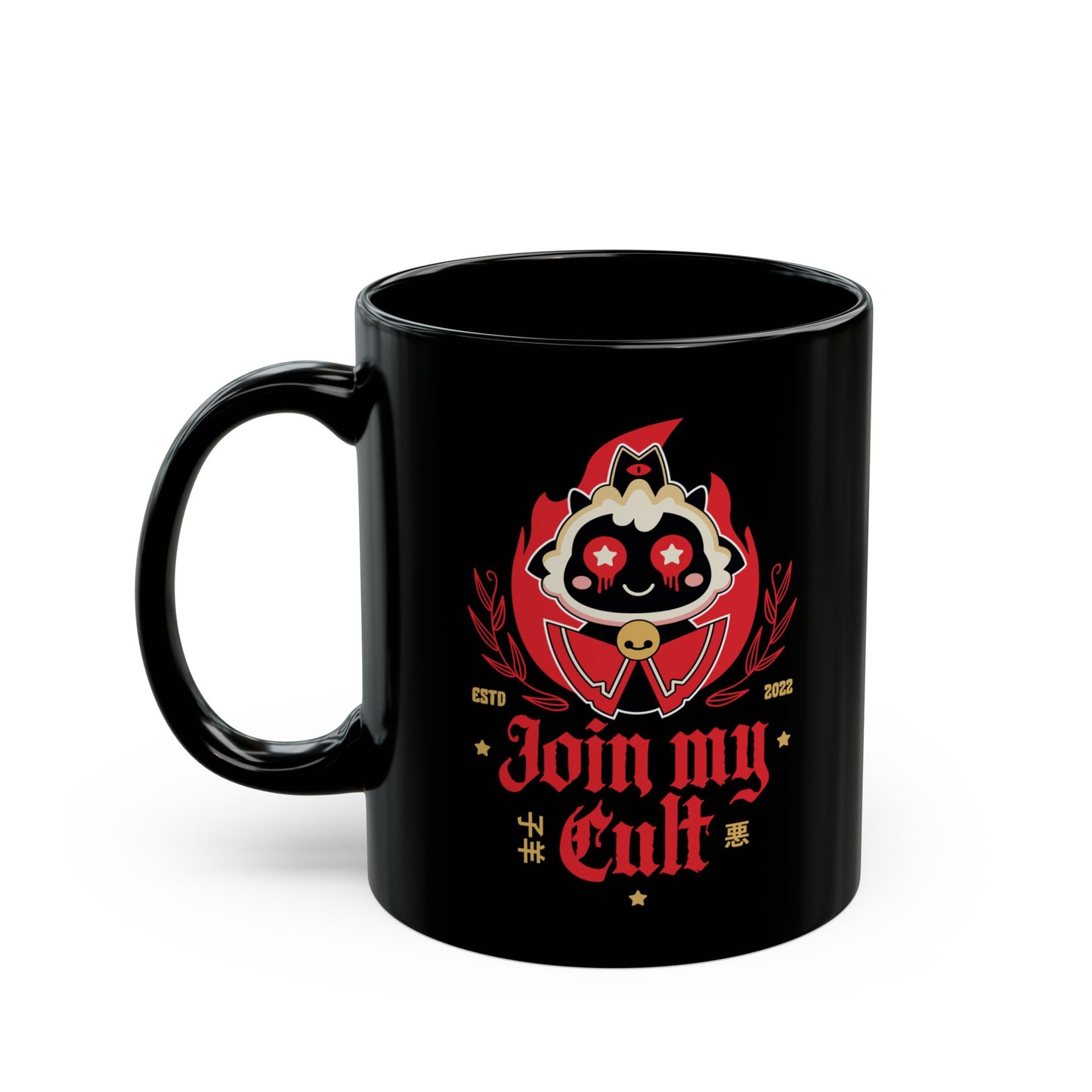 Join My Cult Emblem Black Mug