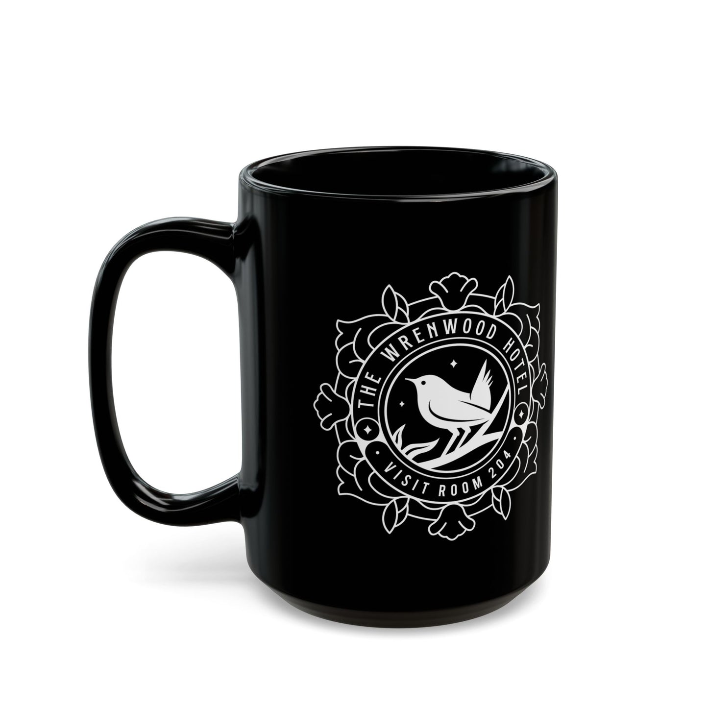 Wrenwood Hotel Emblem Black Mug