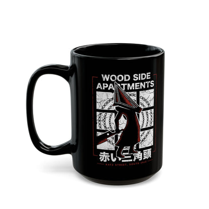 Wood Side Apartments Monster Black Mug