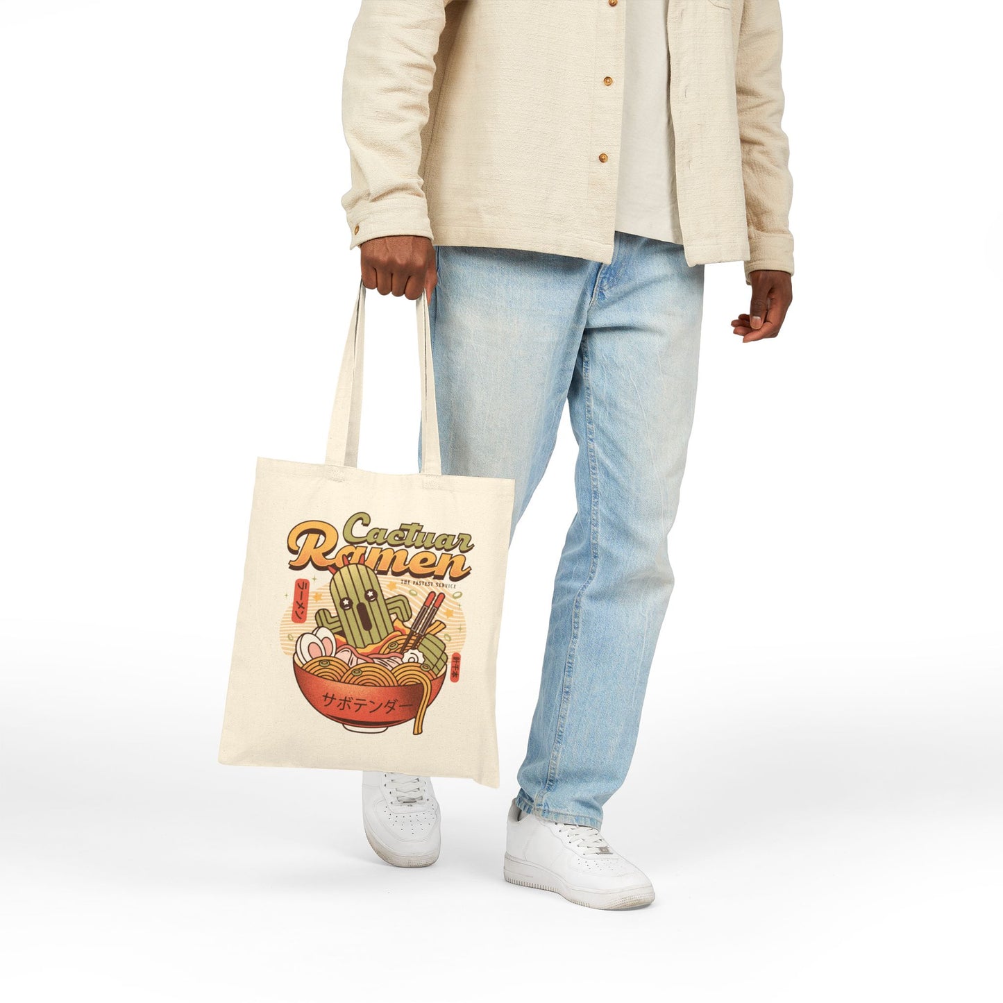 Cactuar Ramen Vintage Cotton Canvas Tote Bag
