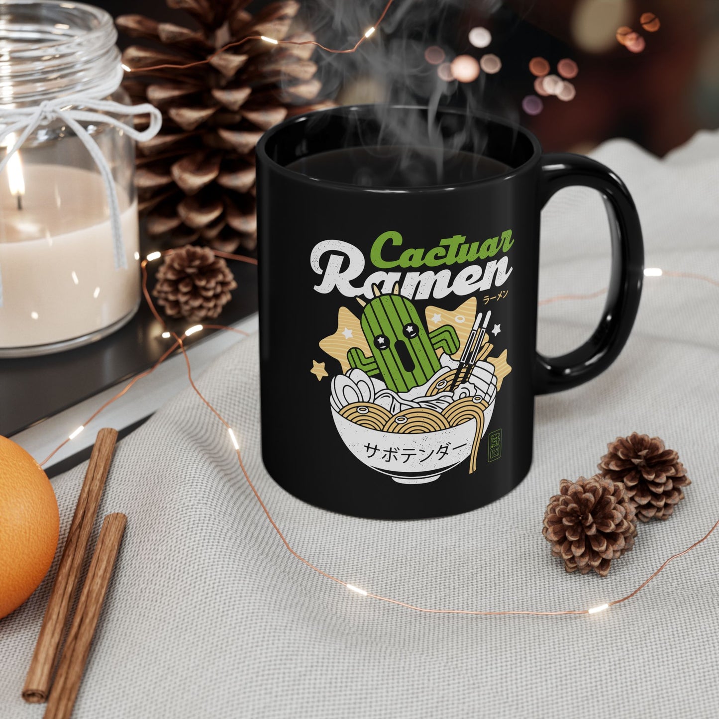 Cactuar Ramen Aesthetic Black Mug