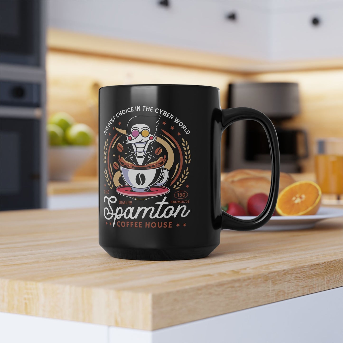 Spamton Coffee Emblem Black Mug