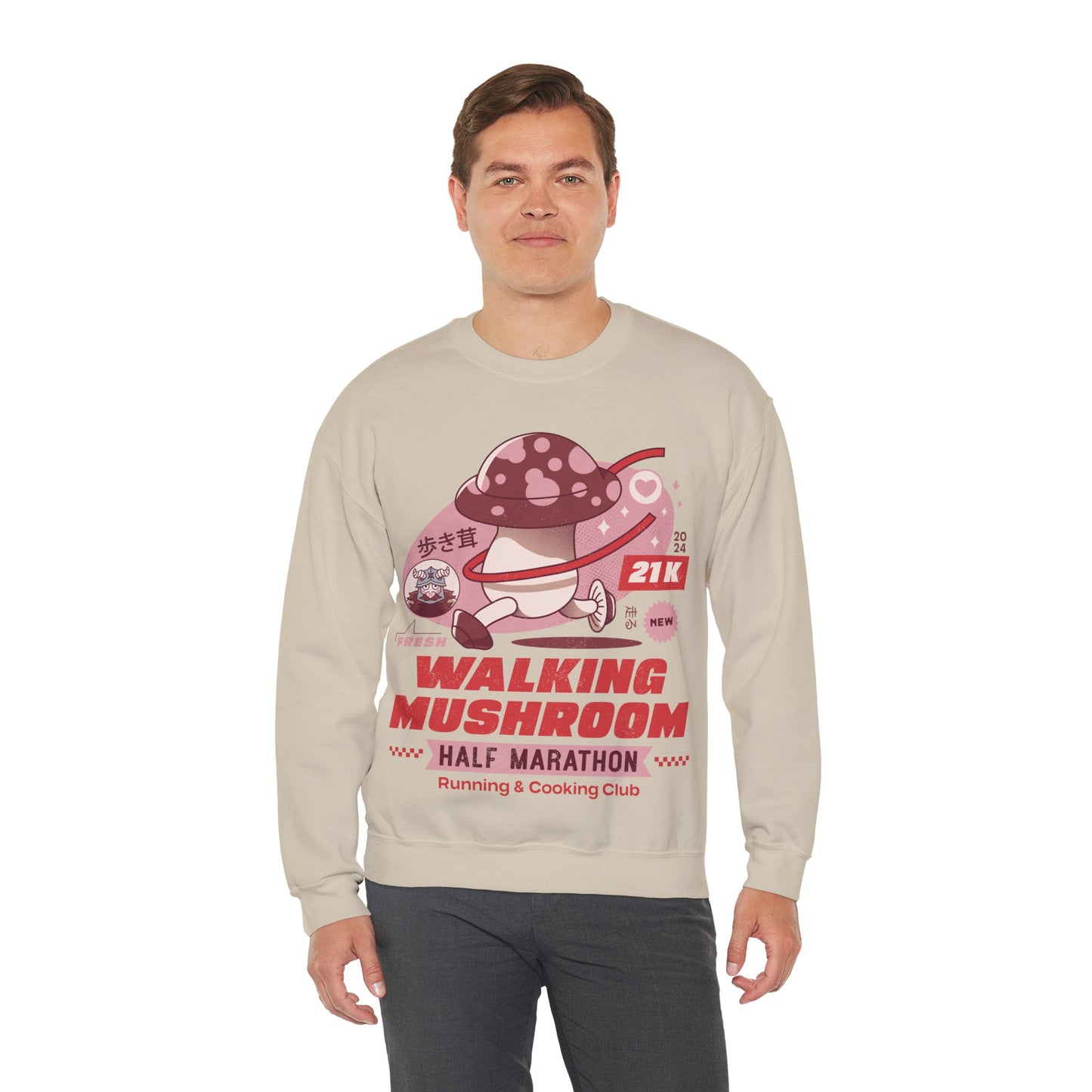 Walking Mushroom Marathon Unisex Crewneck Sweatshirt