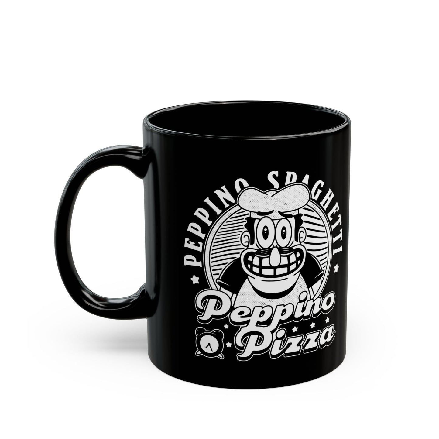 Peppino Pizza Crest Black Mug