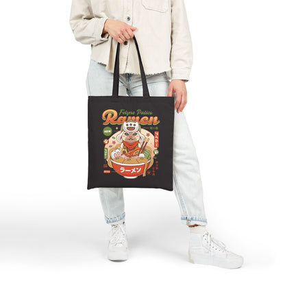 Felyne Palico Ramen Cotton Canvas Tote Bag
