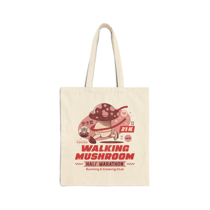 Walking Mushroom Marathon Cotton Canvas Tote Bag