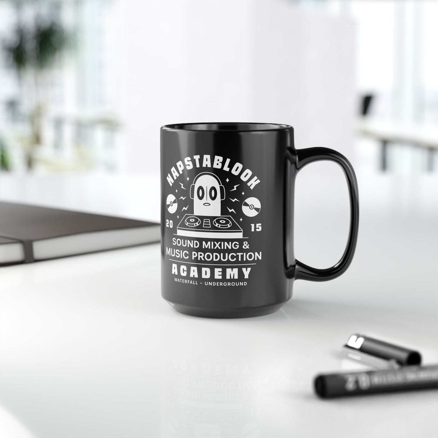 Napstablook Sound Mixing Emblem Black Mug
