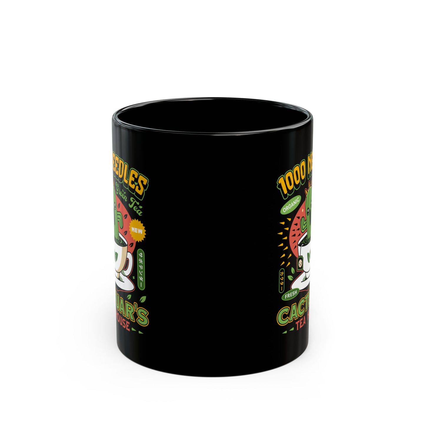 Cactuar Green Tea Emblem Black Mug