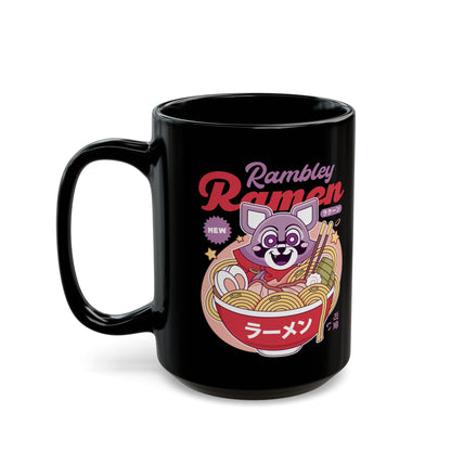 Rambley The Raccoon Ramen Black Mug