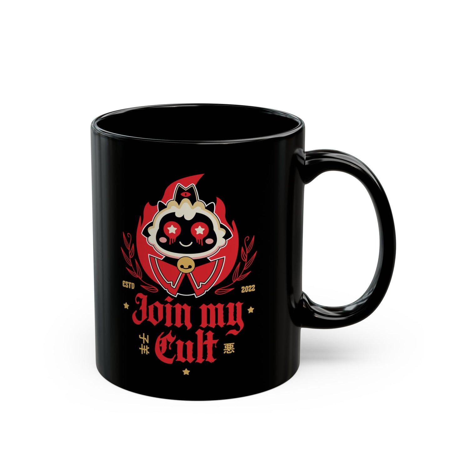 Join My Cult Emblem Black Mug