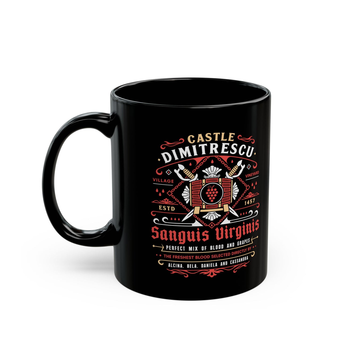 Castle Dimitrescu Vineyard Crest Black Mug