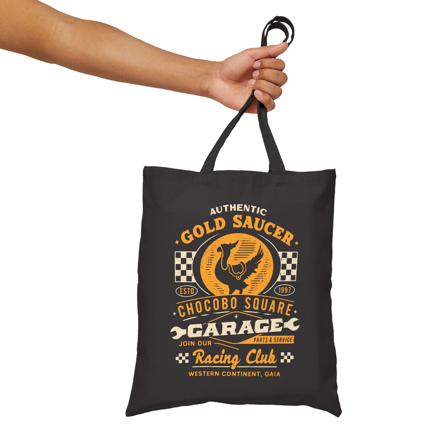 Gold Saucer Garage Vintage Tote Bag