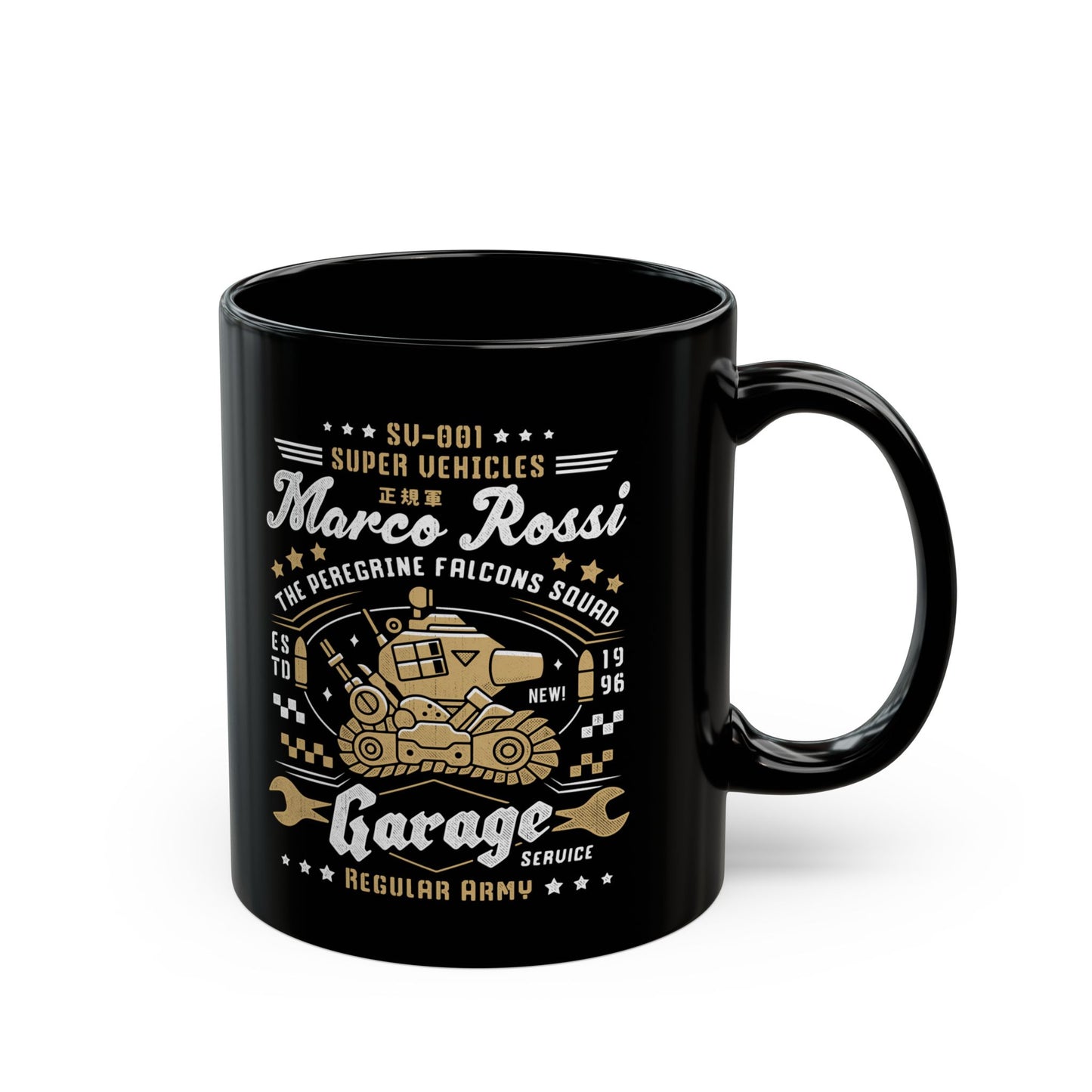 Peregrine Falcons Squad Garage Black Mug
