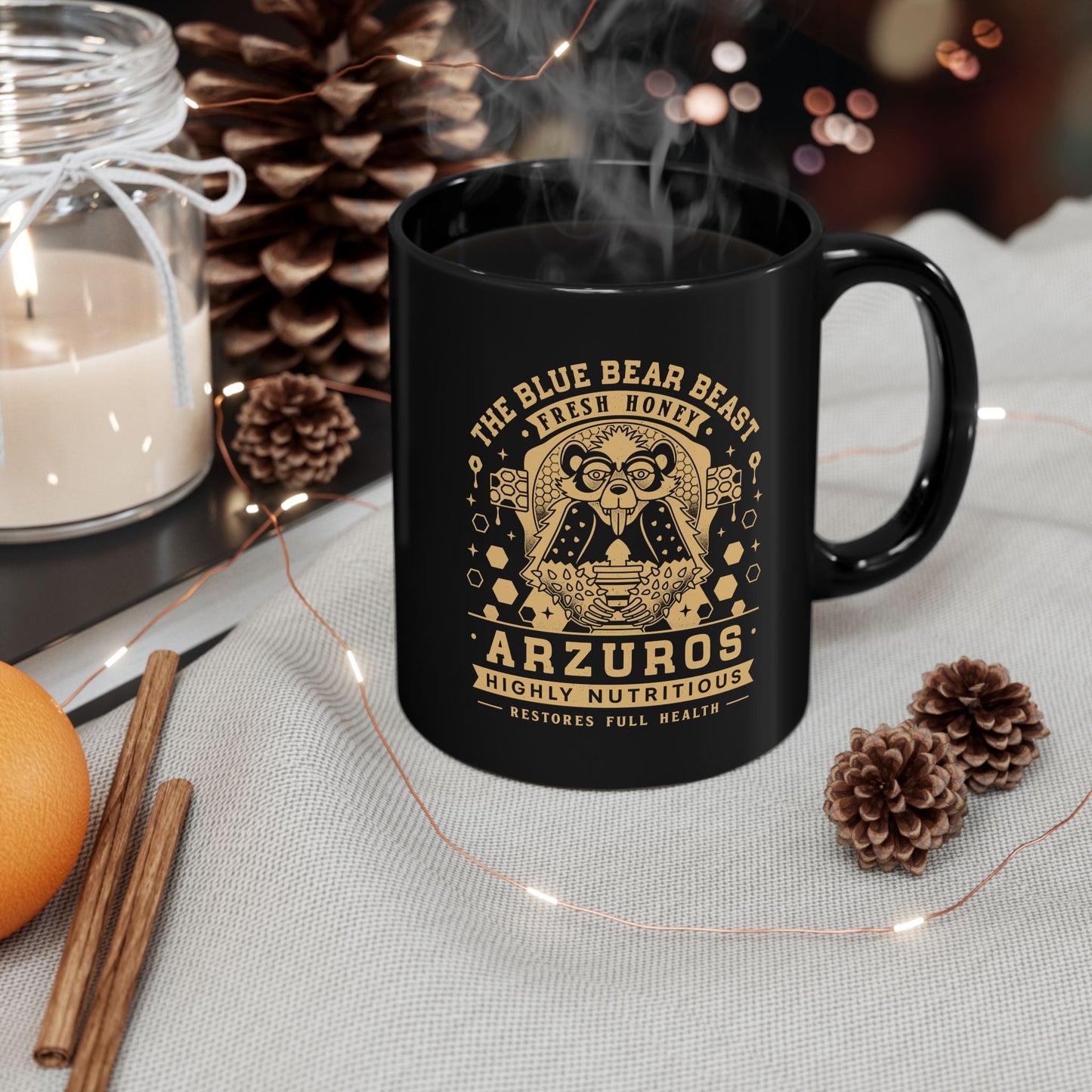 Arzuros Honey Vintage Crest Black Mug