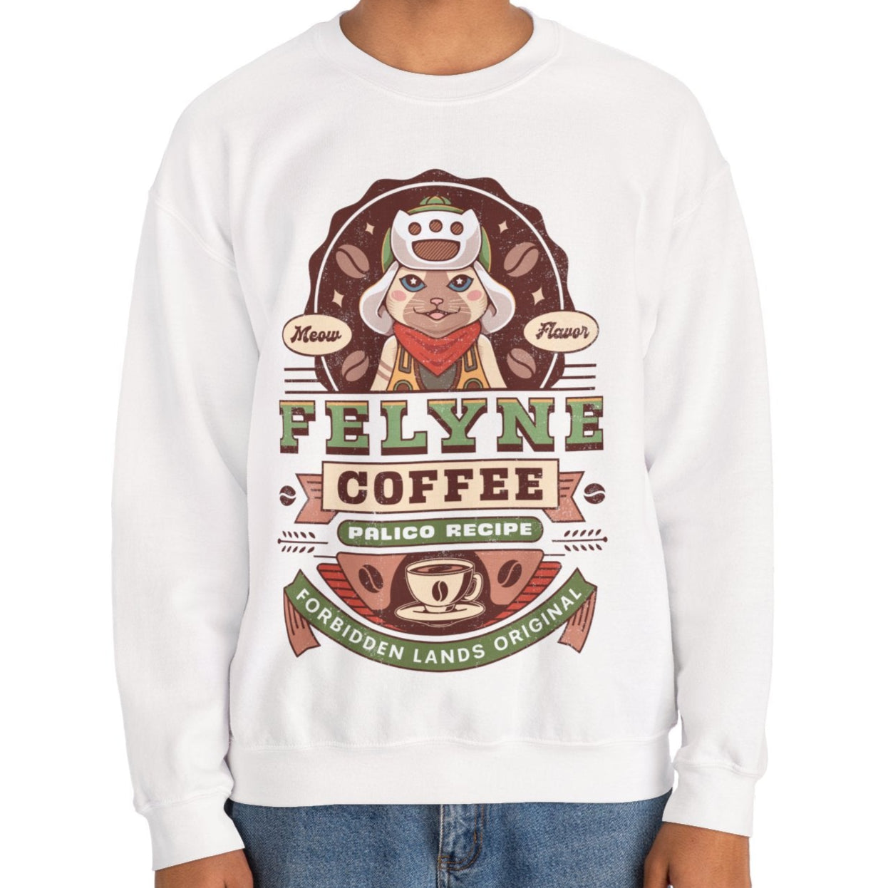 Felyne Palico Coffee Vintage Unisex Crewneck Sweatshirt