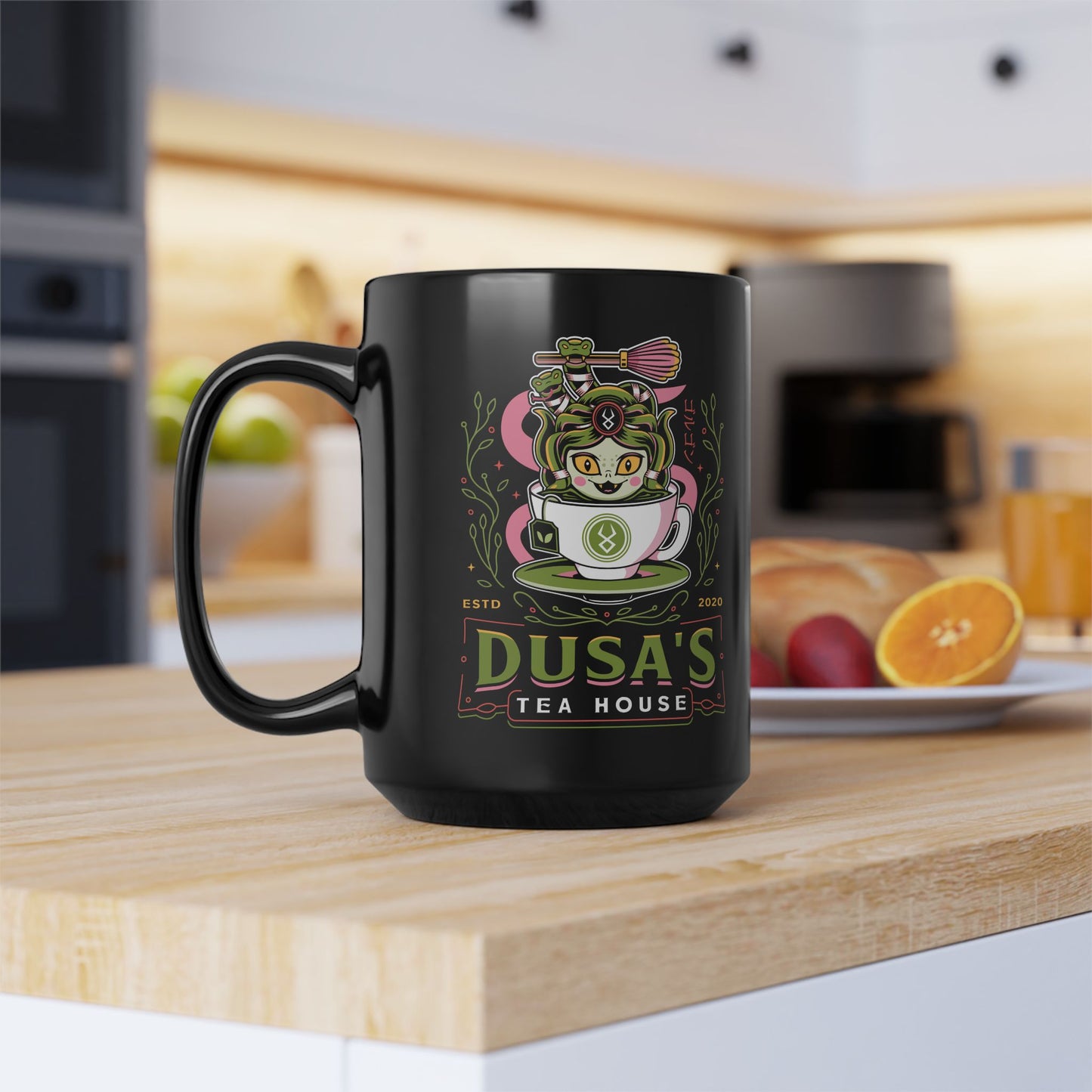 Dusa Green Tea Emblem Black Mug