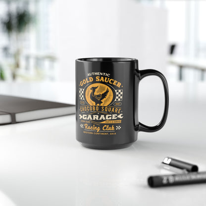 Gold Saucer Garage Vintage Black Mug