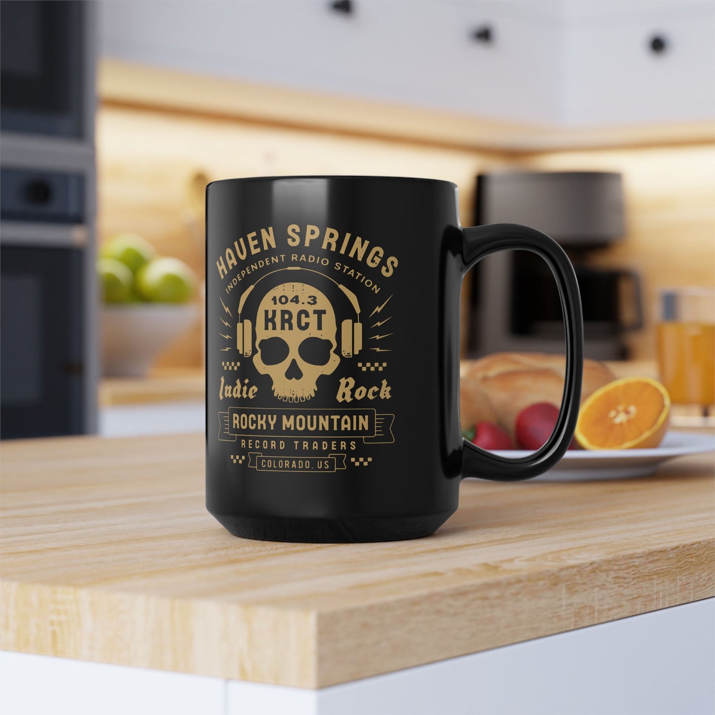 Haven Springs Radio Emblem Black Mug