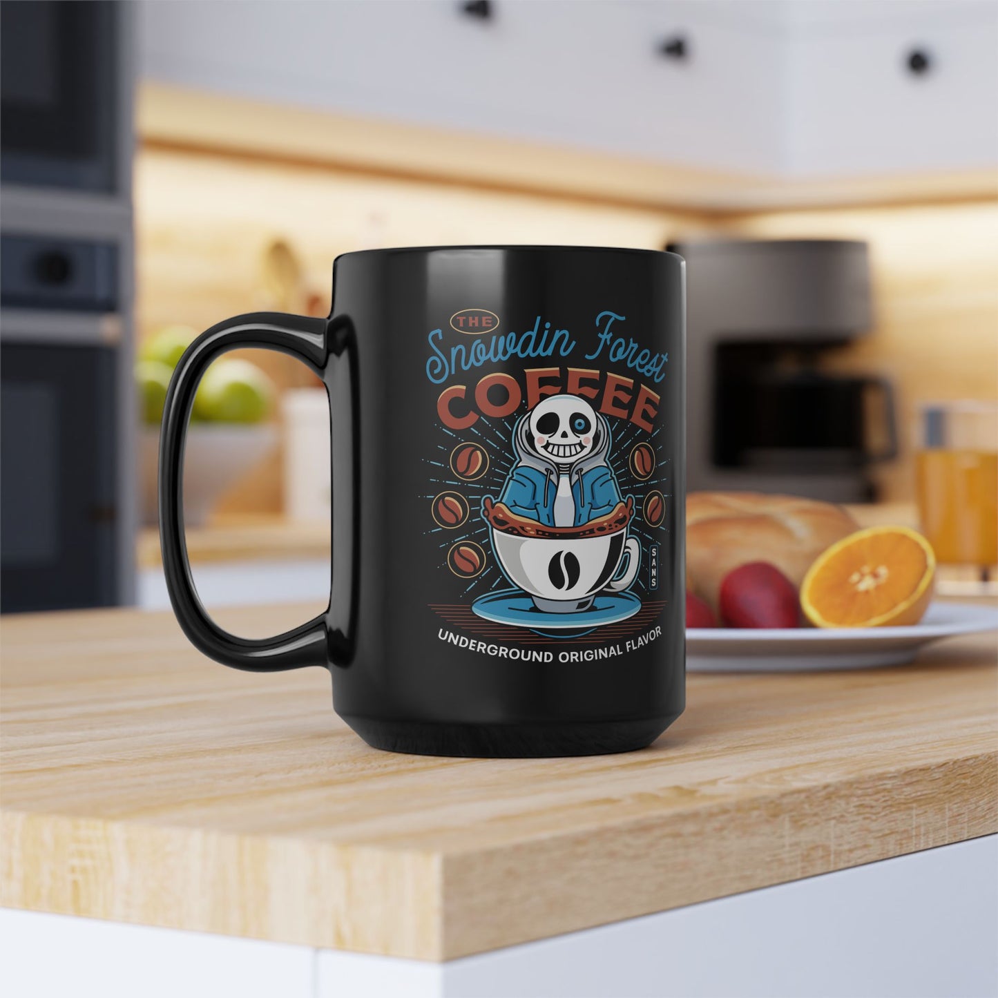 Snowdin Forest Coffee Emblem Black Mug