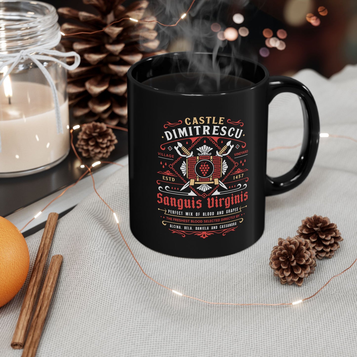 Castle Dimitrescu Vineyard Crest Black Mug