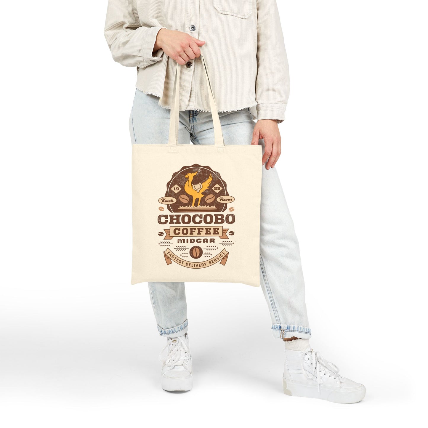 Chocobo Coffee Vintage Canvas Tote Bag