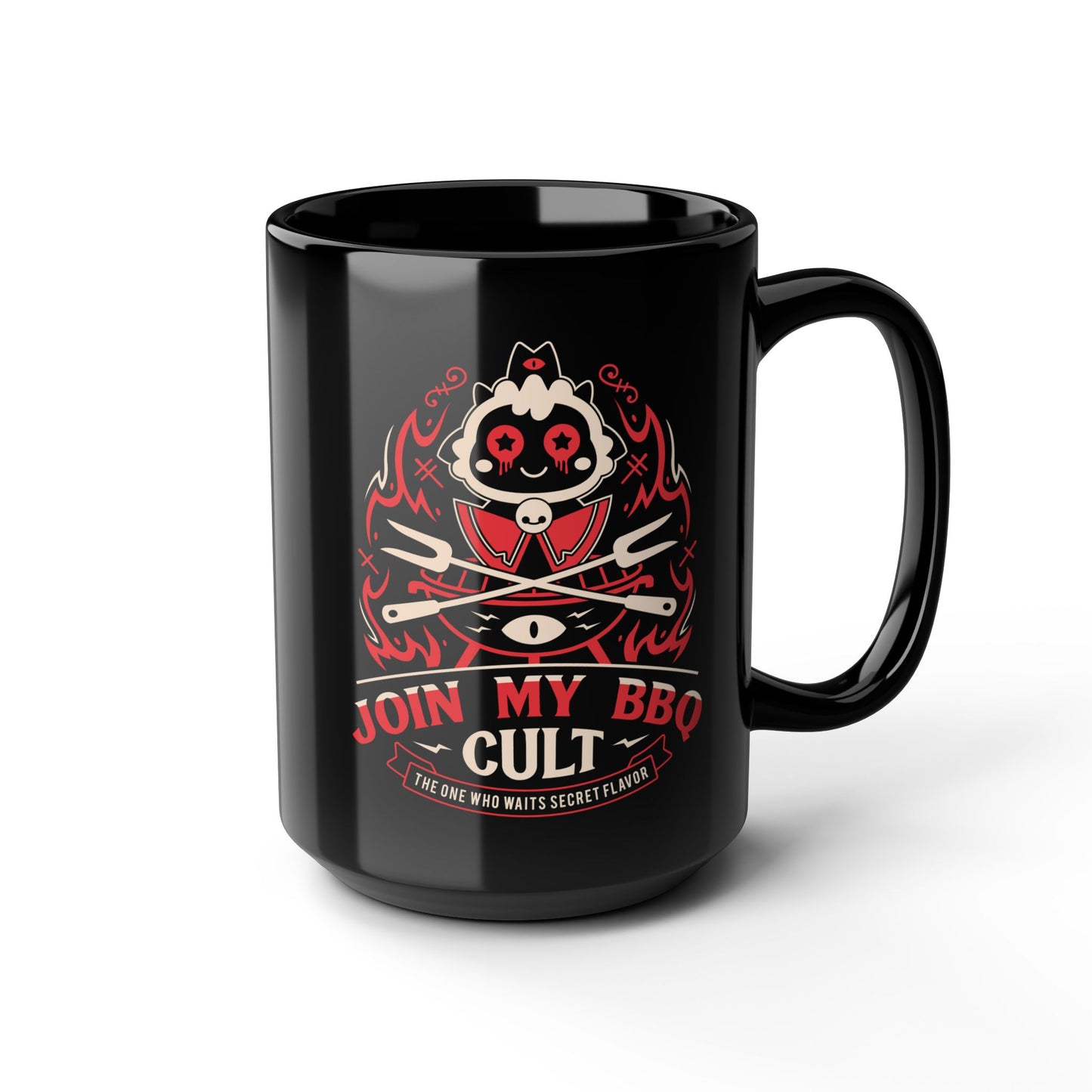 Join My Barbecue Cult Black Mug