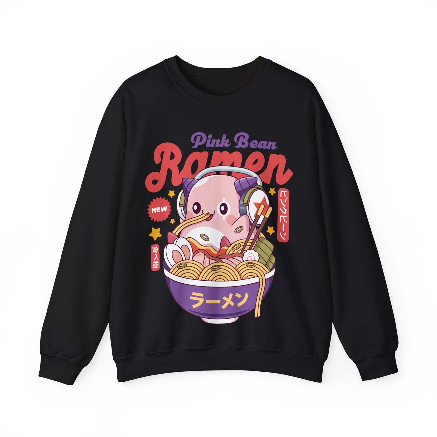 Pink Bean Ramen Kawaii Unisex Crewneck Sweatshirt