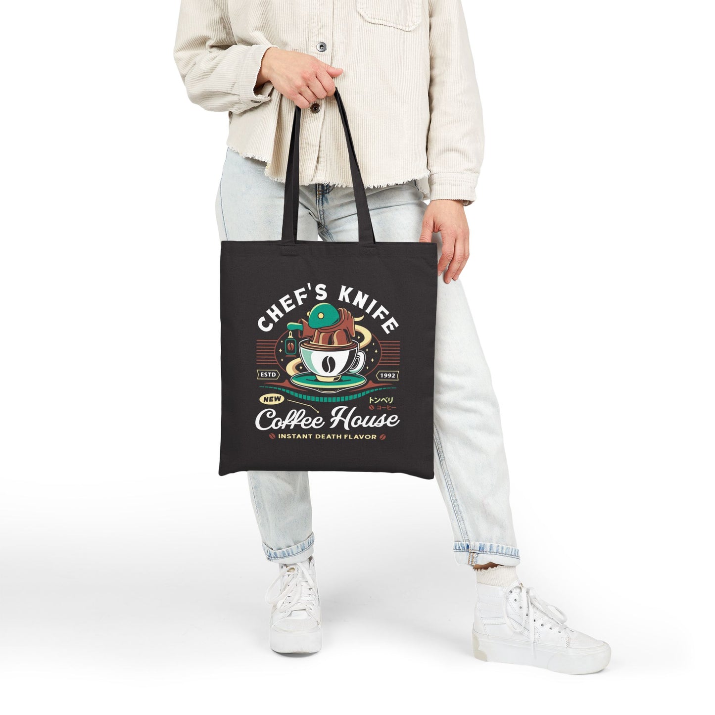 Chefs Knife Coffee Crest Canvas Tote Bag