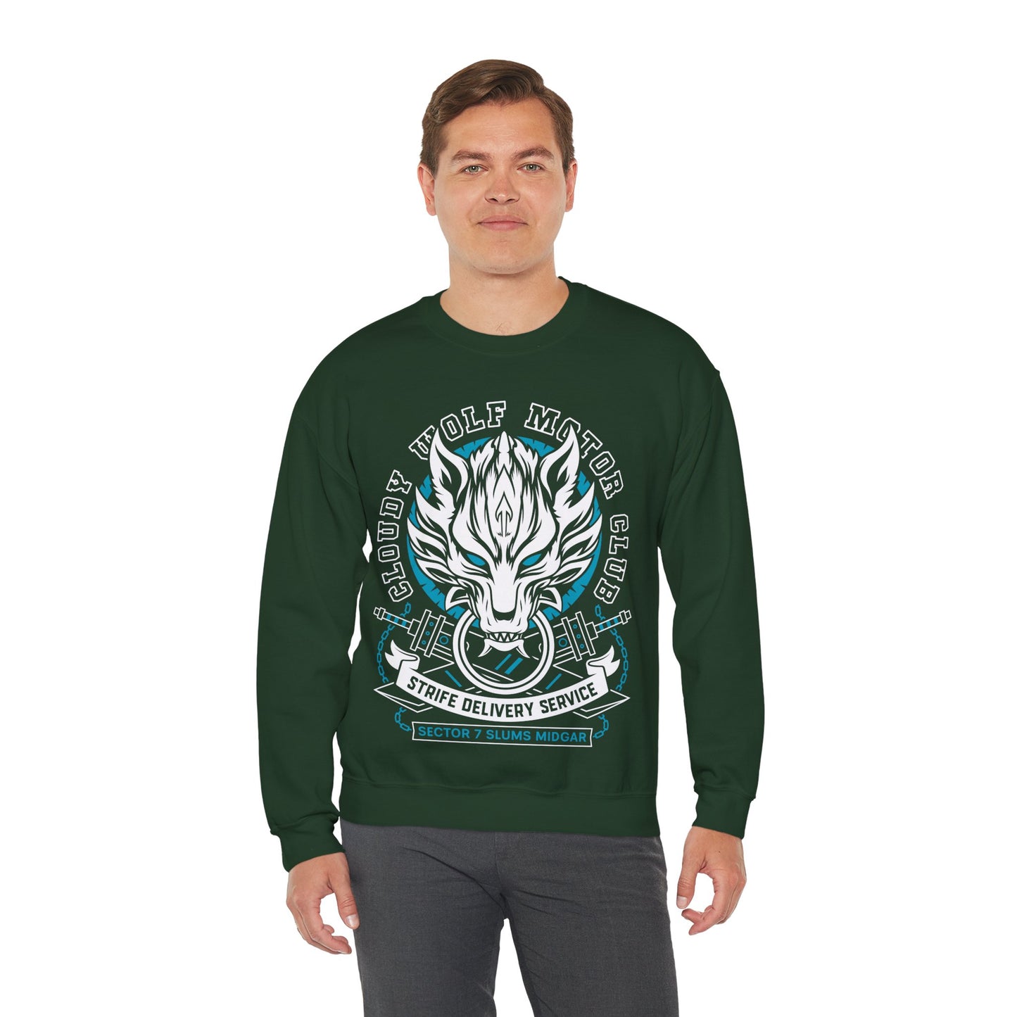 Cloudy Wolf Midgar Motor Crewneck Sweatshirt