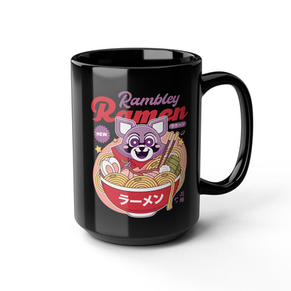 Rambley The Raccoon Ramen Black Mug