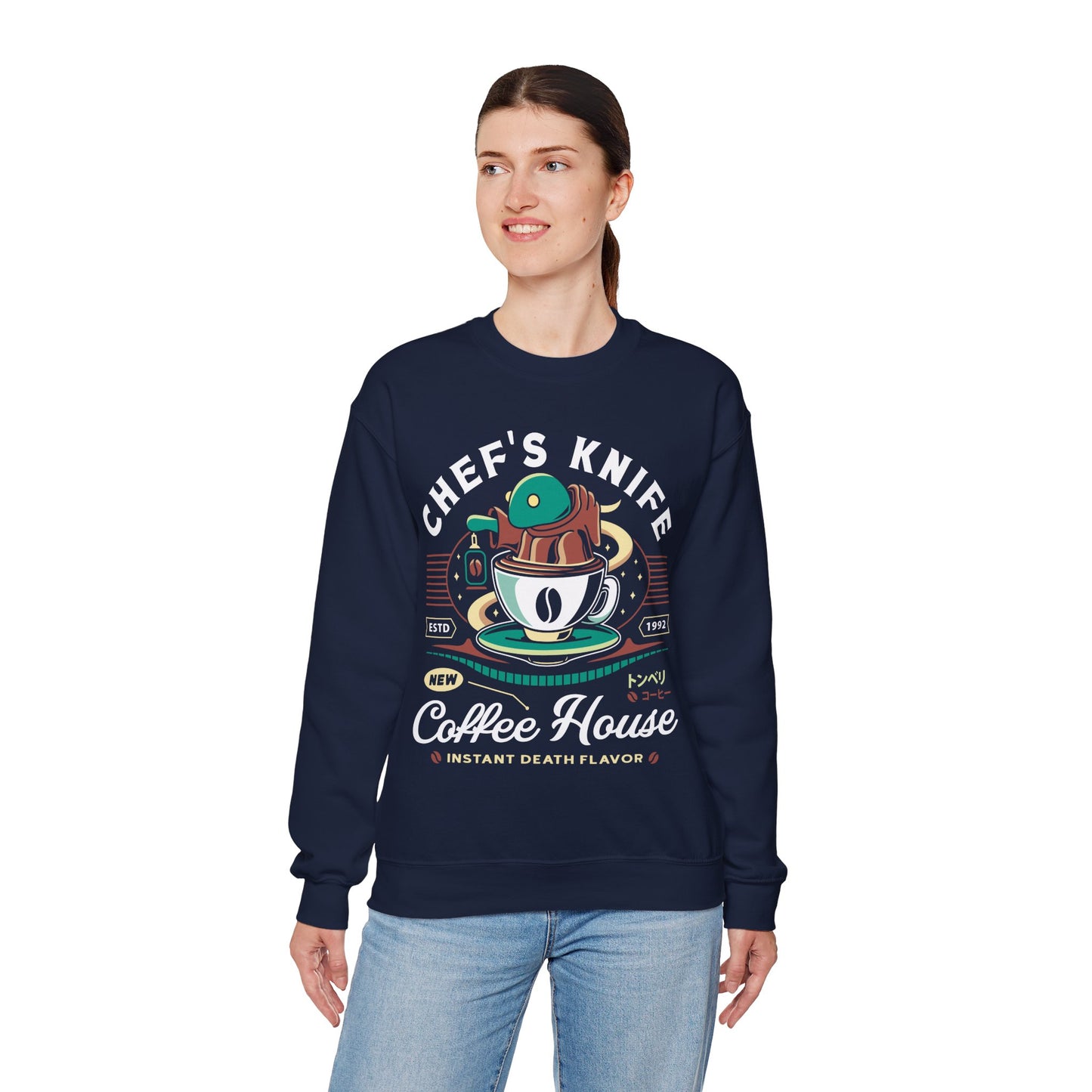Chefs Knife Coffee Crest Unisex Crewneck Sweatshirt
