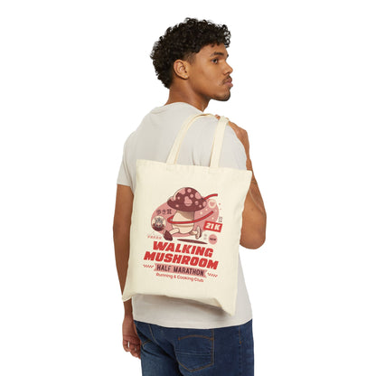 Walking Mushroom Marathon Cotton Canvas Tote Bag