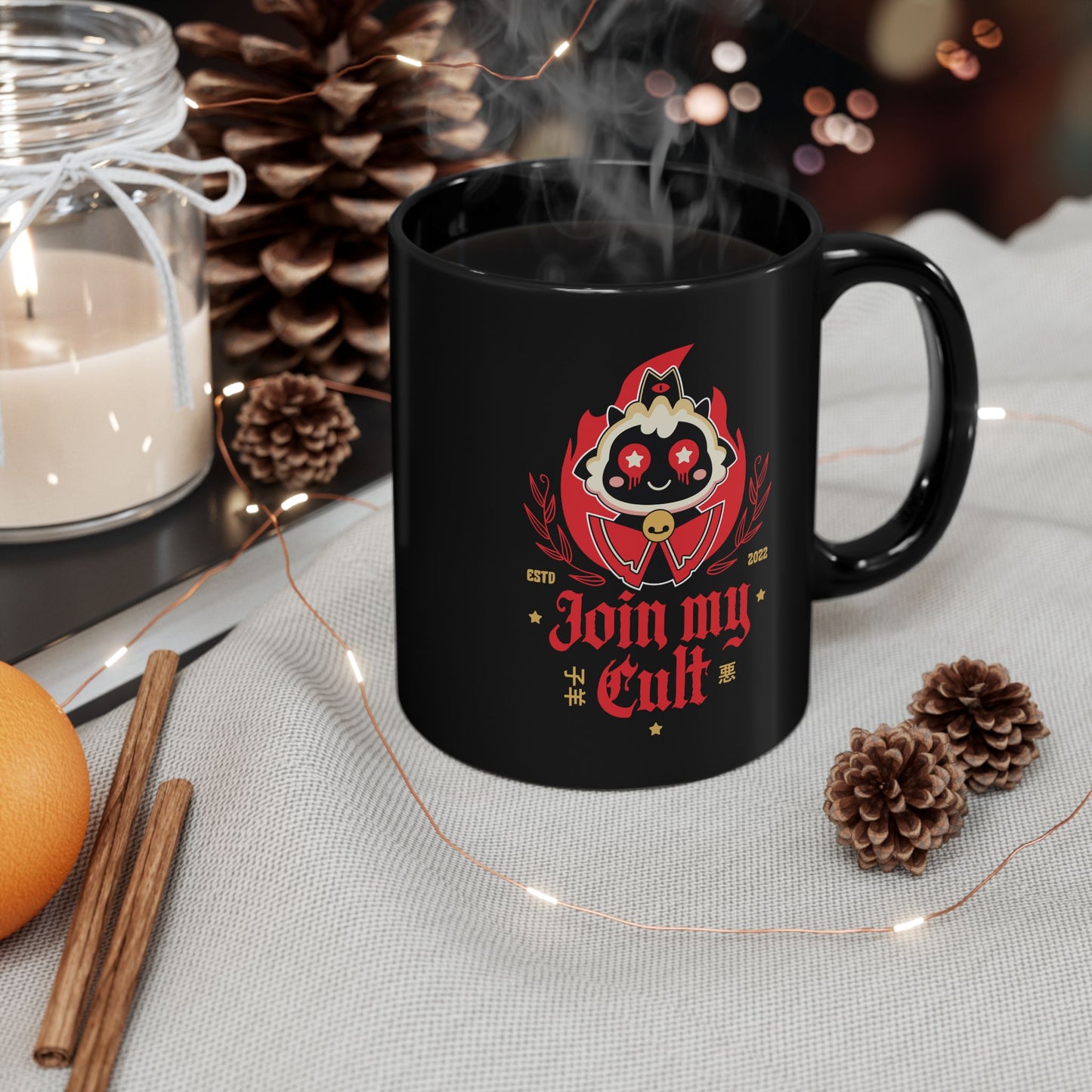 Join My Cult Emblem Black Mug