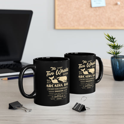The Two Whales Diner Emblem Black Mug