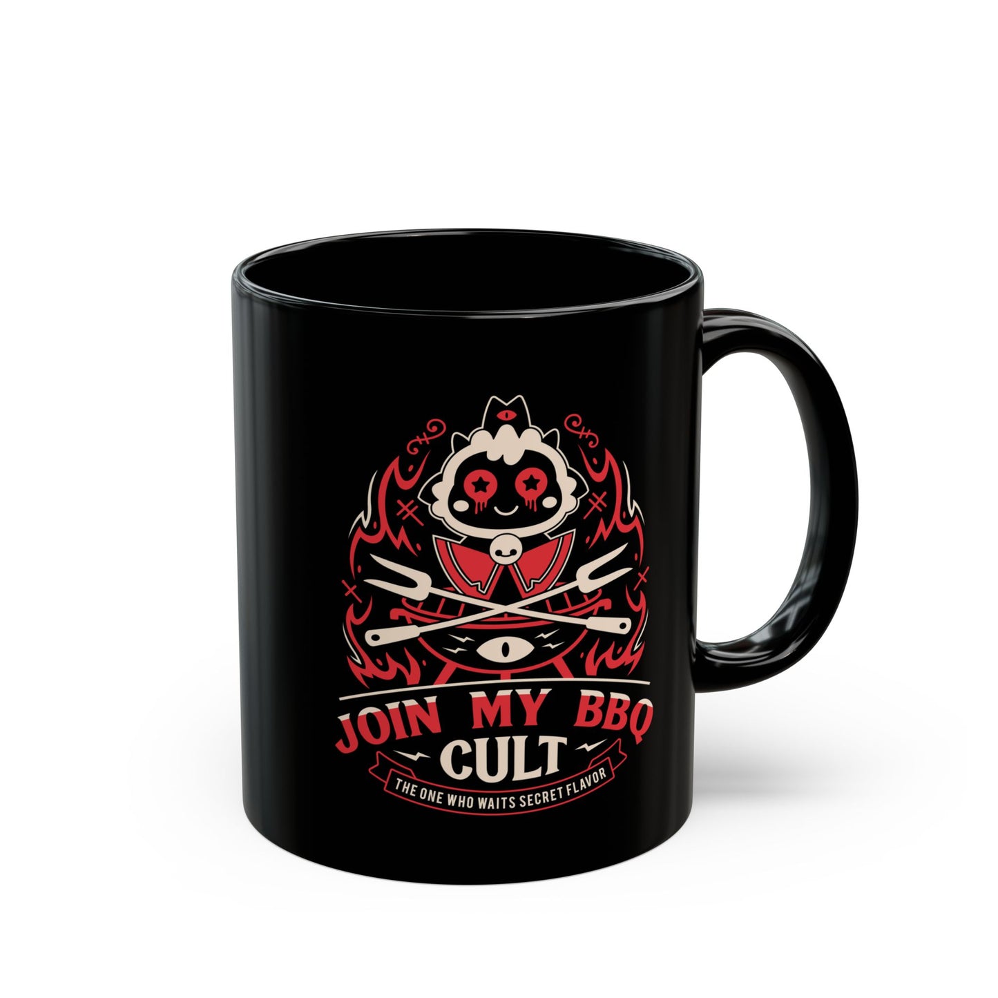 Join My Barbecue Cult Black Mug