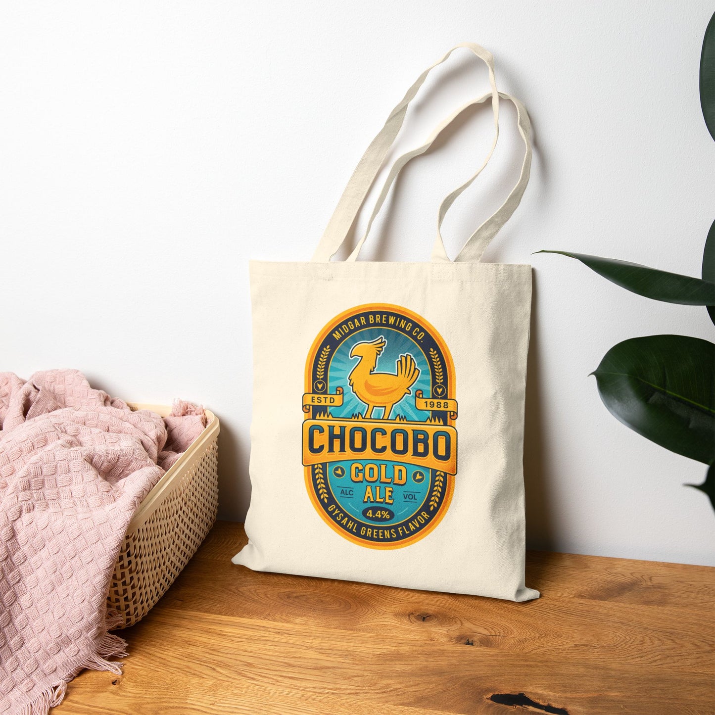 Chocobo Gold Beer Emblem Canvas Tote Bag